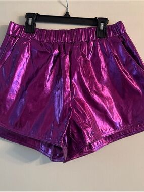 TCEC Metallic Purple Elastic-Waist Athletic Shorts